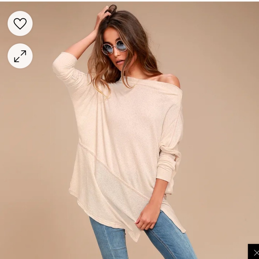 Free People Londontown Light Beige Long Sleeve Thermal Top